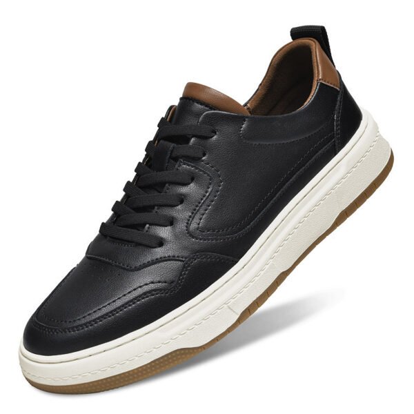 White  Men's Two-layer Cowhide Autumn Men's Sneaker Korean Fashion Casual Shoes - Image 5