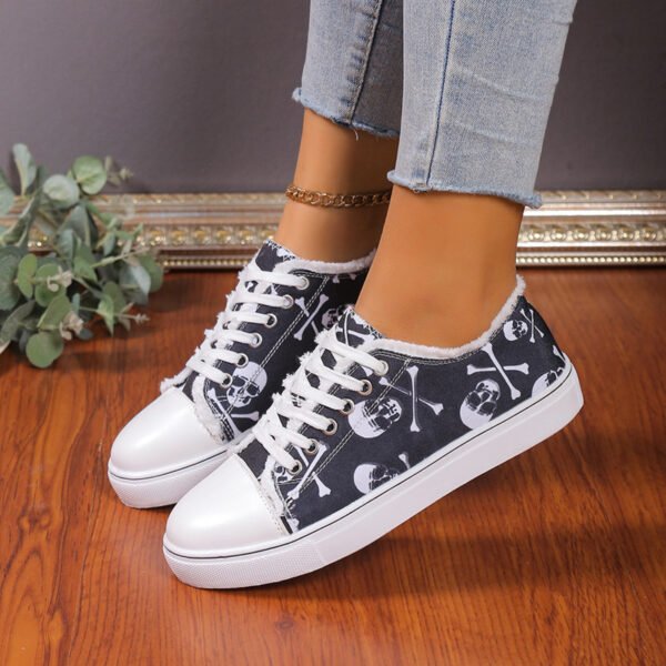 Versatile Flat Bottomed Student Lace Up Canvas Shoes - Image 6