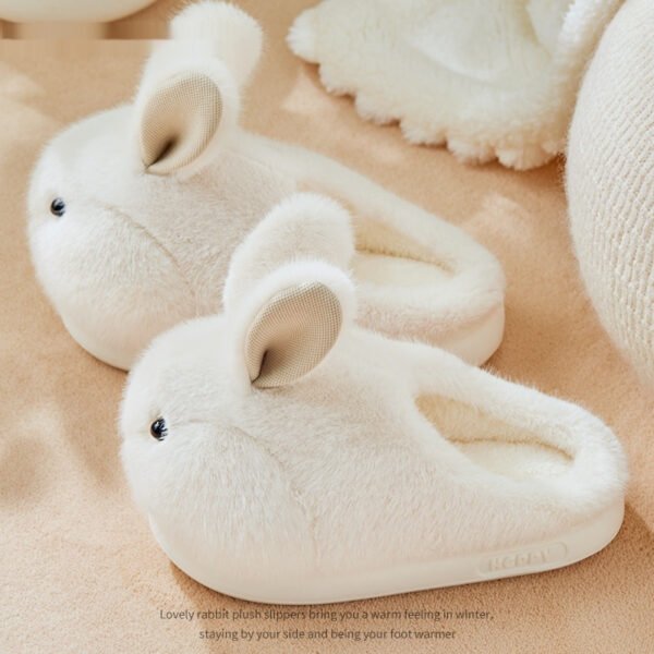 Cute Rabbit Plush Cotton Slippers For Women's Home Use - Image 7