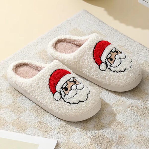 Christmas Slippers Reindeer Slippers For Women And Men Holiday Halloween Slippers Indoor Bedroom Fluffy Warm Fleece Slippers Winter Soft Cozy Home Non-Slip Soft Plush Slip-on Wool Lined House Shoes - Image 2